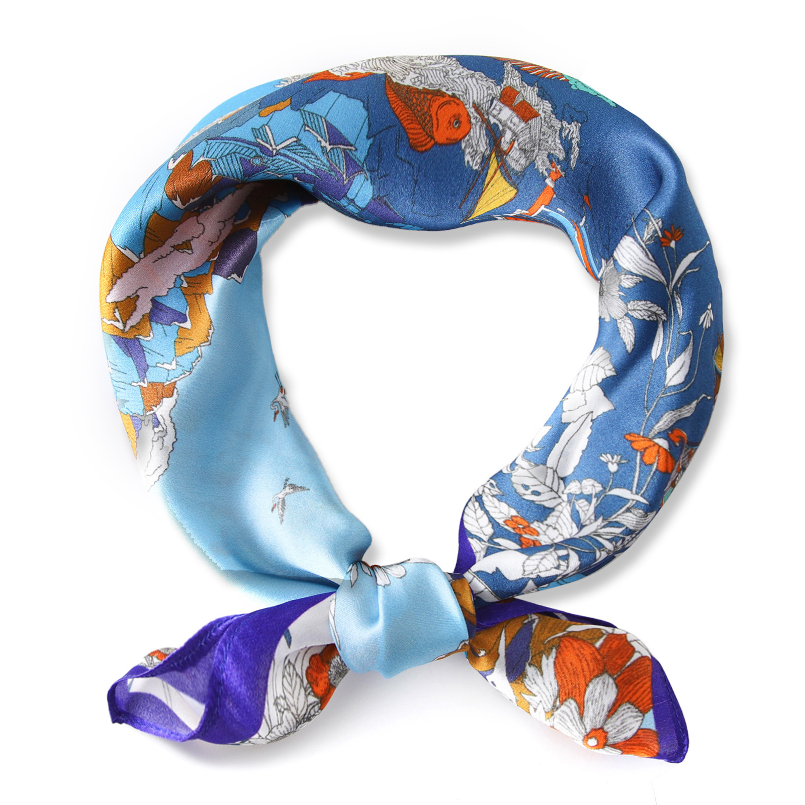 Manufacturer custom logo digital print luxury 100% natural silk head scarf for women