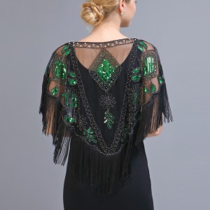 Wholesale Women 1920s Viantage Evening Shimmering Fringe Party Shawl and Wraps