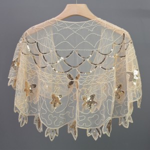 Summer Ladies Sheer 1920s Vintage Evening Party Sequin Shawl and Wraps