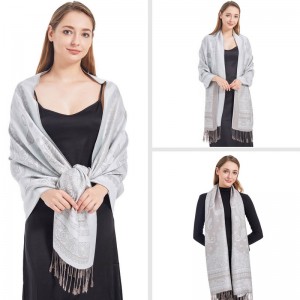 Custom Trendy Grey Paisley Shawl Wraps and Scarfs for Women