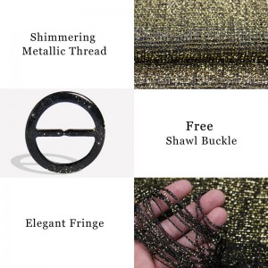 Custom Summer Ladies Black Gold Sparkling Metallic Evening Shawls and Wraps