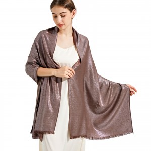 Lightweight Coffee Metallic Elegant Pashmina Capes and Scarves for Women