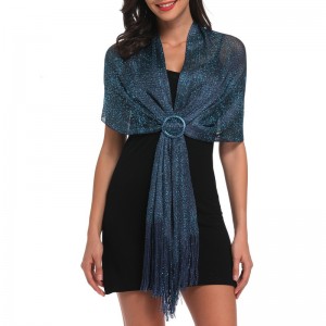 Wholesale Summer Women Light Navy Blue Sparkling Evening Shawls and Wraps