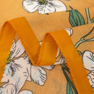 Wholesale Super Soft Yellow Floral Lightweight Shawls and Wrap Scarves
