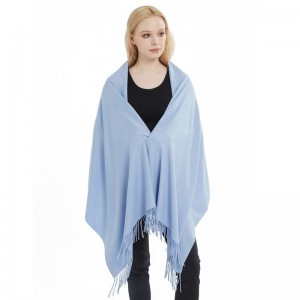 Custom Classic Luxury Light Blue Cashmere Pashmina Shawls and Scarves for Ladies