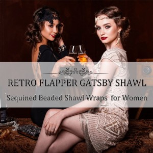 Wholesale Women Pretty Light Sequined Dress 1920s Vintage Shawls Wrap Cape