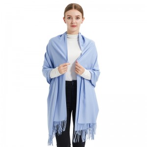 Custom Classic Luxury Light Blue Cashmere Pashmina Shawls and Scarves for Ladies
