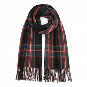 China OEM Factory Wholesale Winter Soft Warm Unisex Plaid Long Scarf with Tassels