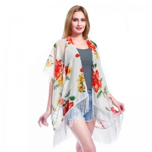 Sheer Lightweight Poncho with Tassel for Lady China Factory