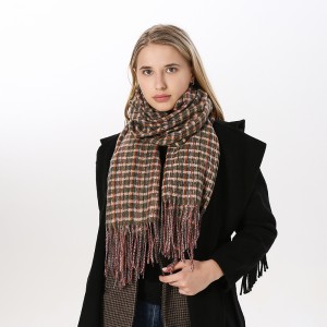 Trendy Winter Plaid Long Scarf with Tassel China OEM Supplier