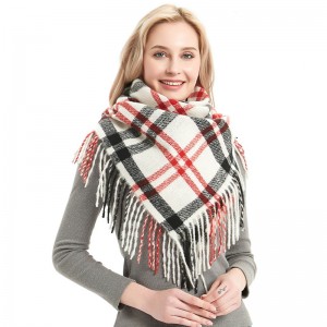 Oversized Fashion Women’s Checked Square Scarf with Tassel China OEM Supplier