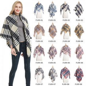 Oversized Chic Checked Square Scarf for womens China OEM Factory