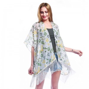 Soft Floral Print open front poncho China OEM Supplier