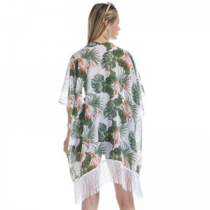 Lightweight Floral Print Chiffon Kimono with Tassel China OEM Suppliers