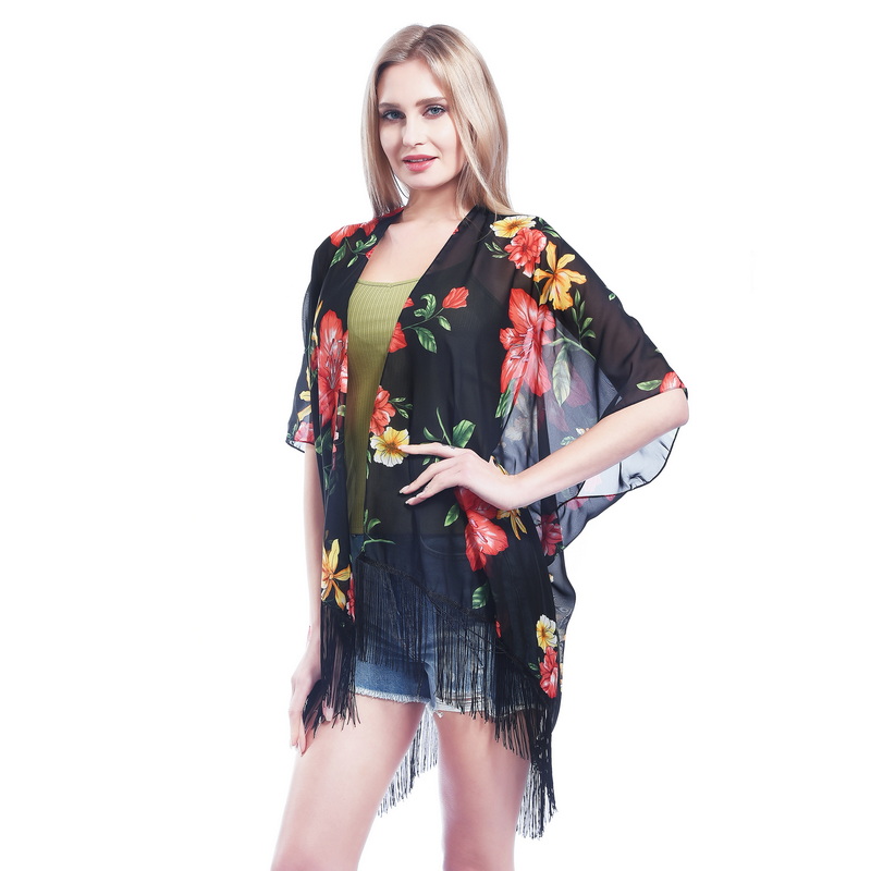 Sheer Lightweight Poncho with Tassel for Lady China Factory Featured Image