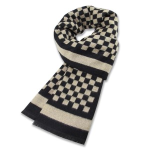 Customized Logo Wool Blend Checkerboard Pattern Winter Luxury Man Scarf30*180 cm