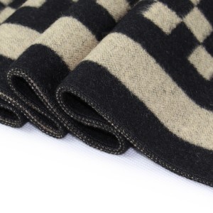 Customized Logo Wool Blend Checkerboard Pattern Winter Luxury Man Scarf30*180 cm