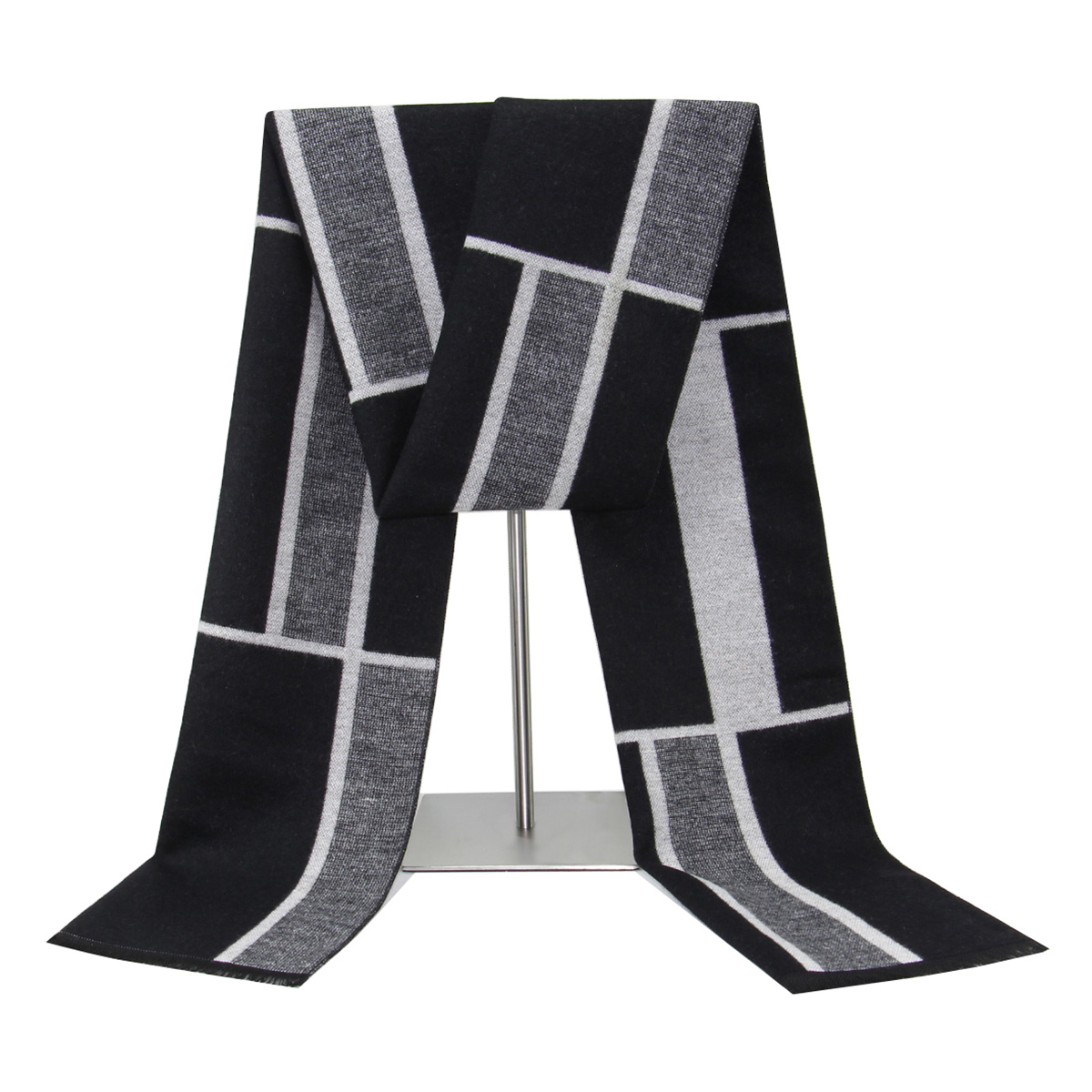Customized Logo Luxury Wool Blend Plaid Pattern Winter Warm Scarf for Men 30*180 cm