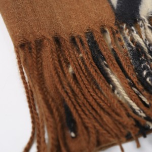 Winter Thick Leopard Print Long Scarf with Fringe China OEM Factory