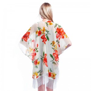 Sheer Lightweight Poncho with Tassel for Lady China Factory