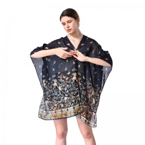 Oversized Summer Cape Poncho with Pearl Button China OEM Supplier