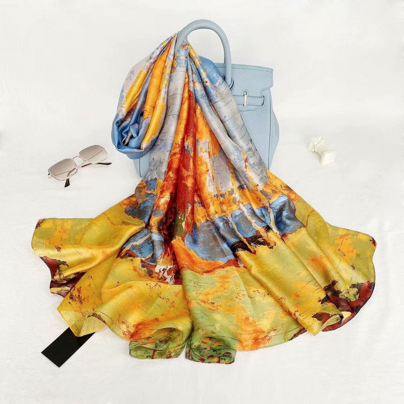 Autumn long silk scarf for women china factory