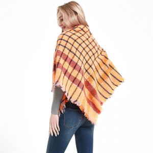 Oversized Thick Women’s Checked Square Scarf China OEM Supplier
