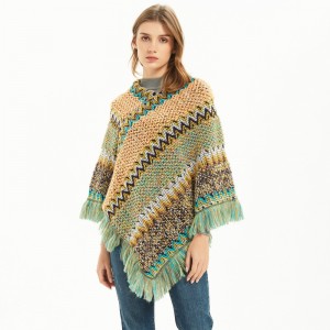 Oversized Thick Ladies Poncho Shawl with Tassel China Factory
