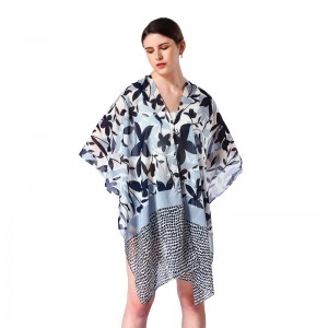 Wholesale Summer Floral Print Poncho Shawl with Buttons China Supplier