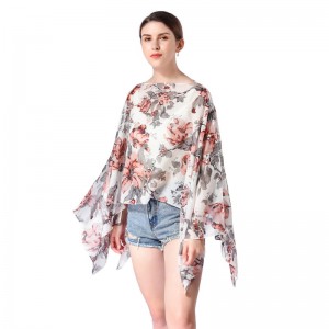 Summer Beach Floral Print Kimono with Buttons China Manufacturer