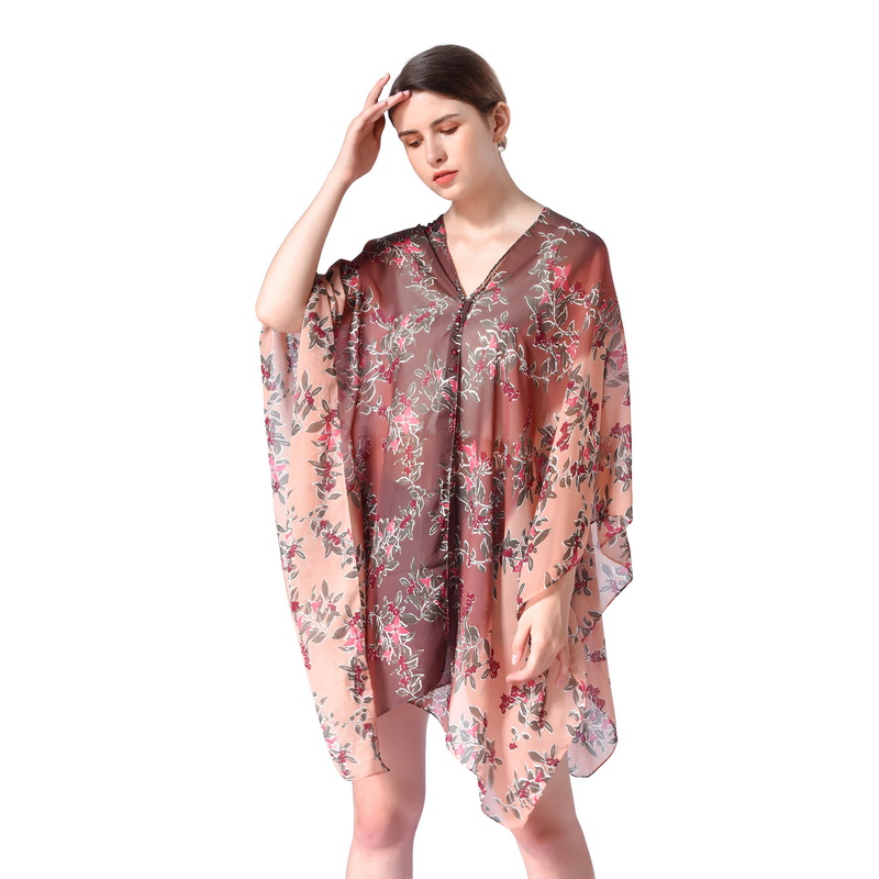 Wholesale Ladies Chiffon Ponchos and Wraps with Pearl Button