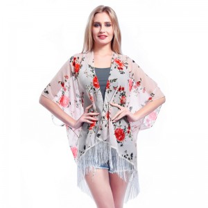 China New Product Summer Poncho - Chic summer chiffon Cover ups with Tassel China OEM Supplier – Iwell