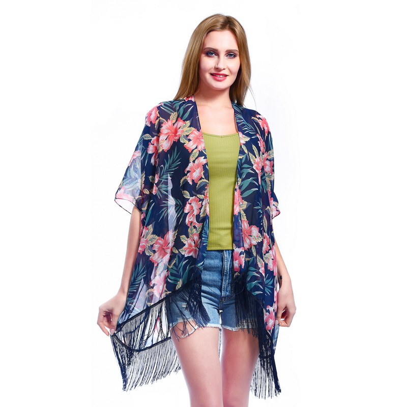 Wholesale Lightweight Floral Print Poncho Shawl for Women Featured Image