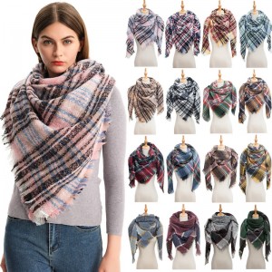Thick Women’s Triangular Scarf with Fringe China Factory