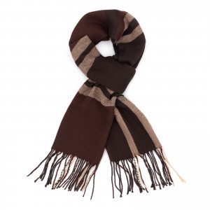 Wholesale High Quality 35cm Width Winter Warm Soft Plaid Long Men Scarf with Tassels