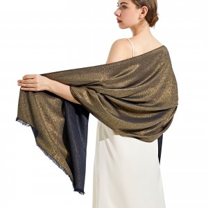 Fashion Black and Gold Glittering Sparkling Shawl Scarves and Wraps China OEM Supplier