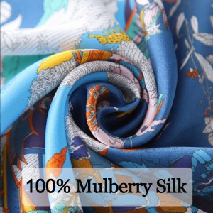 Manufacturer custom logo digital print luxury 100% natural silk head scarf for women