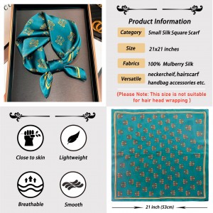 53x53cm Hot Sale Headscarf Brand Colorful Neckerchief Bandana Silk Neck Scarf
