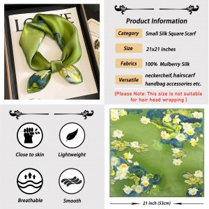 Custom Printed Silk Scarf 53*53cm Smooth and Stylish Square Floral Scarf