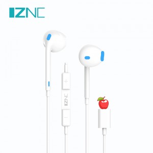 N14 N15 most durable iphone 12 Lightning wired in ear earphones earbuds with mic with Crystal box design