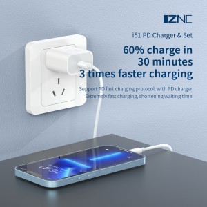i51 PD3.0 20W Type c cell phone fast charging wall charger slim for lightning