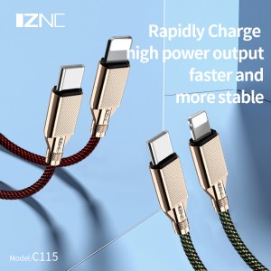 C115 zinc alloy PD30W USB-C to lightning cable for iphone