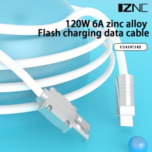 C141 Most Popular Bold Wire 6A 120W MAX USB A to Type C Fast Charging aircraft Zinc Alloy and Silicone phone charger Micro Data Cable