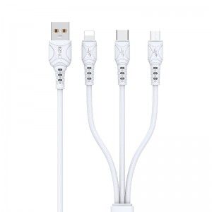 C505 3A 3 in 1 Mobile charging usb data cable wire for android type c and lightning
