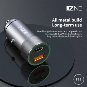 Dual Port fast charge c type car charger usb A+C Compatible with All Smartphone For iPhone and Samsung