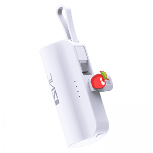 2023 New arrival Capsule pocket size mini Mobile phone charger Power Bank 5000mah with Holder stand and Built-in Cable
