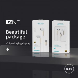 High quality custom N29/N39 wired type c earphones headphones with mic with box packaging