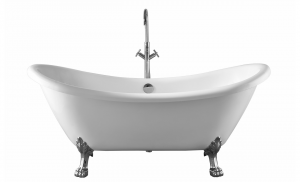 2023 Elegante vasca da bagno con piedini in acrilico bianco JS-726