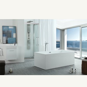 White Bathtub Acrylic Freestanding Bathroom Bathroom Drainer Modern Fanohanana ara-teknika amin'ny Internet