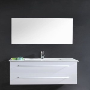 Einzel-Badezimmerschrank zur Wandmontage, hellweißer Waschtisch, moderner Badezimmer-Waschtisch aus PVC mit Waschbecken